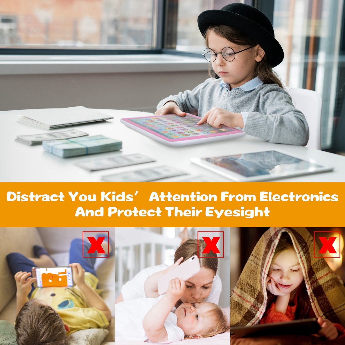 1Pc Kid Baby Toddler Tablet Toy Educational Learning Study Tablet Pad Gift For Aged 2 3 4 5 6 7 Girls Boys